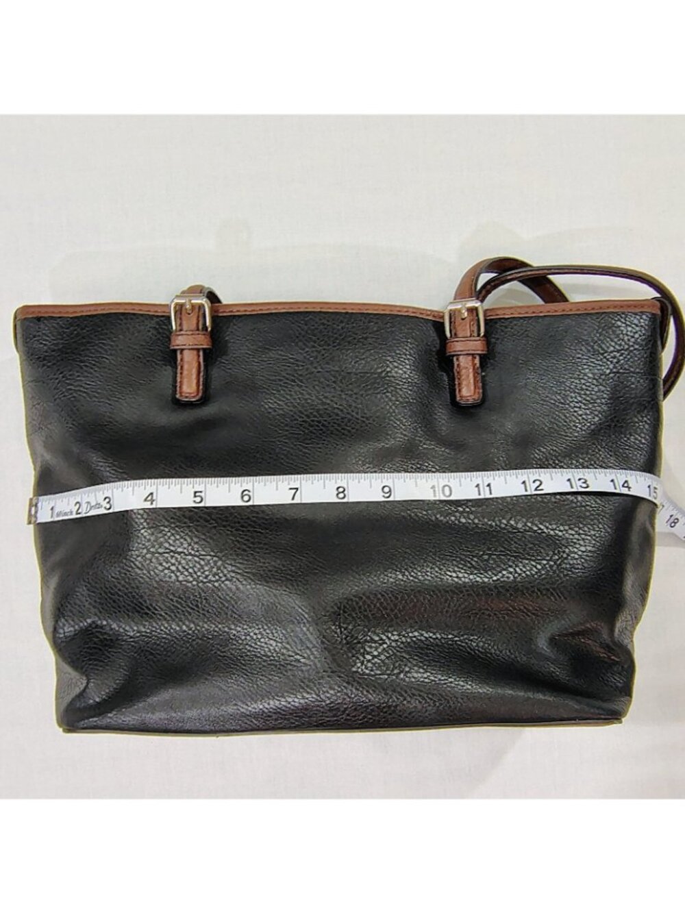 Bueno Tote Bag Black Brown Faux Leather Shoulder Purse Handbag Pockets - Picture 11 of 16
